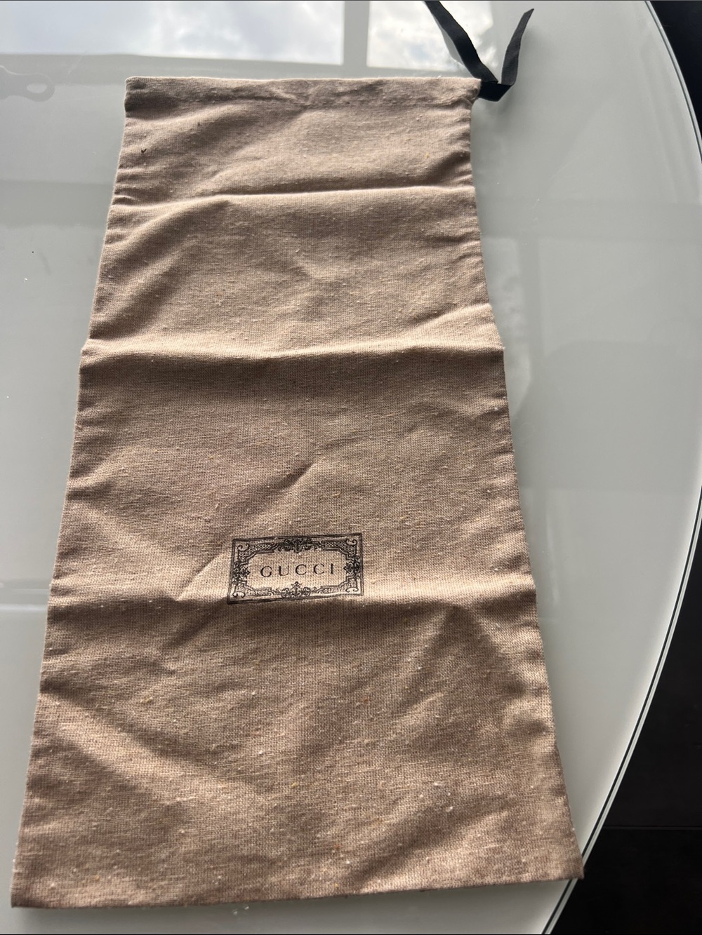 Gucci Beige Drawstring Logo Dust Bag